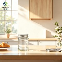 Stoples Kaca Silinder 180ml Bergaya dengan Motif Titik, Badan Tengah Halus untuk Label, Ideal untuk Madu, Rempah-rempah, Selai Kacang, dan Selai Lainnya
