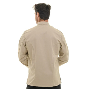 Abrigo de Chef con cremallera unisex Chaqueta de Chef con múltiples bolsillos de tela de sarga de manga corta con camisa de Chef de malla trasera - Product Image 3