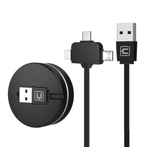 Câble USB rétractable 3 en 1 CAFELE, câble de synchronisation de données Micro USB Type C, câble USB portable flexible de 1 mètre pour iPhone 15 - Product Image 3