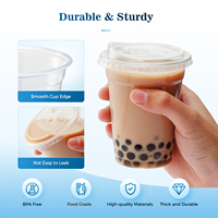 Lot de 50 gobelets en plastique avec couvercles, 12 oz, gobelets transparents pour le camping, café glacé et boissons froides