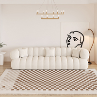 Sofá Minimalista Maxky de Lujo Estilo Francés en Tela Color Crema para Sala de Estar de Apartamento Pequeño, Terciopelo de Borrego Algodón de Azúcar