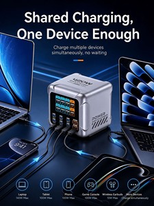 อะแดปเตอร์ชาร์จ GaN กำลังไฟ 420W 6 พอร์ต USB-C 2 พอร์ต USB-A ตัวอะแดปเตอร์ทำจากอะลูมิเนียมสำหรับเดินทาง - Product Image 4