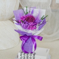 Bouquet de roses éternelles préservées en vase rose et violet, coffret cadeau de fleurs éternelles pour femme, maman, petite amie, amie, Saint-Valentin
