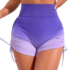 Shorts de yoga sans couture personnalisables avec votre LOGO, cordon de serrage latéral réglable, effet <span class=keywords><strong>dégradé</strong></span>, contrôle du ventre, pour pantalons de yoga à blocs de couleur - Product Image 2