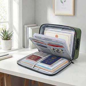 <span class=keywords><strong>Bolsa</strong></span> organizadora de documentos impermeable e ignífuga multibolsillo duradera ecológica con cerradura <span class=keywords><strong>para</strong></span> almacenamiento seguro en el hogar - Product Image 2