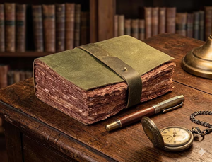 สมุดบันทึกหนังทำมือสไตล์เรสติก กระดาษขอบดิบแบบวินเทจ สมุดวาดเขียนสำหรับงานศิลปะและการเขียน - Product Image 2