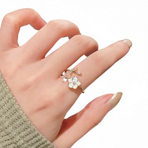 Anillo Vintage Francés JZ358 de Plata de Ley S925 con Circonita, Diseño de Hoja de Camelia, Ajustable, para Mujer, Tendencia 2025 - Product Image 3