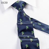 Cravate en polyester tissé vert marine à motifs tournesol, rose, cactus, palmier, accessoire pour homme pour fête de jardin, cravate OEM