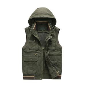 Gilet personnalisé à capuche en polaire multi-poches sans manches pour hommes - Product Image 2