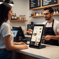 Afficheur numérique LCD tactile Android de forme L noir pour tablette de bureau, intérieur, OEM, garantie 3 ans, menu publicitaire pour restaurant et magasin