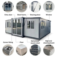 Maison Modulaire Préfabriquée Extensible en Conteneur, Panneau Sandwich, Mini-Villa Extensible, Étanche et Ignifuge, Maison Préfabriquée 2-3 Chambres