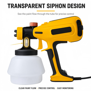 <span class=keywords><strong>Pistola</strong></span> de Pintura Eléctrica RYNEX 700W HVLP <span class=keywords><strong>con</strong></span> Boquillas de Cobre, Patrón de Pulverización Ajustable, Pulverizador de Pintura Manual - Product Image 6