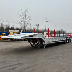 Semi-<span class=keywords><strong>remorque</strong></span> surbaissée à col <span class=keywords><strong>de</strong></span> cygne pliable en acier, 3 essieux, 60 tonnes, grande dimension 16m x 3m, pour logistique <span class=keywords><strong>de</strong></span> projets, usage intensif - Product Image 2