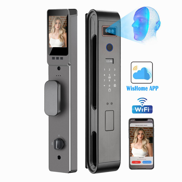 Secure Fully Automatic 3D Face Recognition Biometric Fingerprint WiFi APP Smart Door Lock Code Outdoor Digital Keyless Door Lock
