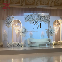 Arche de toile de fond en acrylique blanc royal ZKAI, ensemble de 3 pièces pour support de toile de fond de scène de mariage