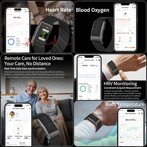 BWKR96PRO (2 Bandas) Monitor de Temperatura, Pulsera Inteligente para Mujer y Hombre, Rastreador de Salud y Ejercicio, Frecuencia Cardíaca, HRV, Cuidado Remoto, Banda Inteligente - Product Image 4