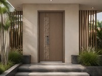 Porte d'entrée en aluminium à rupture de pont thermique, motif floral sculpté moderne et contemporain, texture, grande porte double entrée, design personnalisé sur mesure