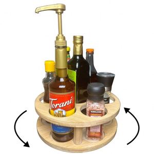 Organisateur de rangement de cuisine en bambou, plateau tournant pour épices, support à épices en bambou - Product Image 1