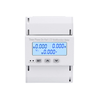 Tiga fase Din rel LCD multi-fungsi pengukur energi dengan RS485 ukuran V/HZ/W/KW/KWH/COS tampilan Data meteran arus