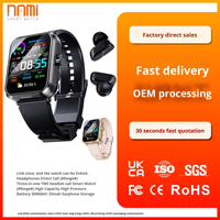 Montre intelligente et écouteurs 2-en-1 S6, résistants à l'eau IP67, écran TFT, contrôle à distance, suivi de la fréquence cardiaque, compatible avec Android