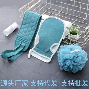 ชุดผ้าขนหนูอาบน้ำสามชิ้น ผ้าฝ้ายขัดหลังพร้อมฟองน้ำใยบวบสำหรับผู้ใหญ่ อุปกรณ์ขัดผิว - Product Image 3