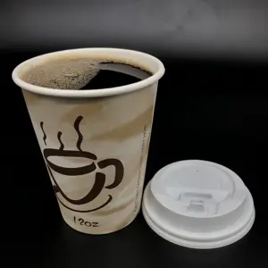 300 мл, 400 мл, 500 мл, 600 мл, одноразовые бумажные стаканчики для горячего кофе с двойной стенкой и черной белой красной пластиковой крышкой