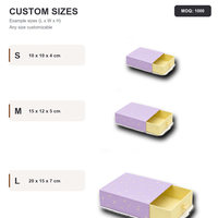 Boîte à tiroir rigide personnalisée avec logo violet et jaune, boîte d'emballage pour accessoires capillaires avec poignée en ruban pour pinces à cheveux, cadeau