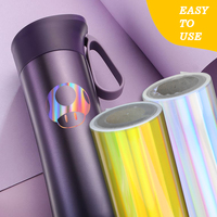 Rollos de papel de película de vinilo autoadhesiva holográfica, Plata permanente, para corte de Plotter artesanal