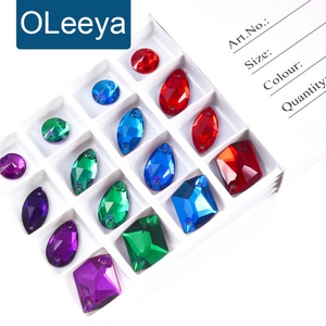 OLeeya 5A Strass à coudre en cristal à dos plat, formes mélangées Rivoli et goutte d'eau, pour accessoires de justaucorps de gymnastique - Product Image 2