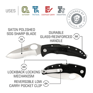 Coltello pieghevole <span class=keywords><strong>SOG</strong></span> SOGzilla SP02-CP - Lama parzialmente seghettata satinata e lucida da 3,25 pollici in 8Cr13MoV, manico GRN, chiusura a blocco - Product Image 2