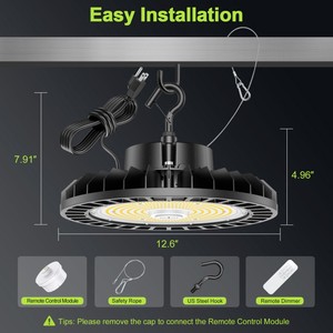Lámpara industrial LED UFO High Bay de 150W, 240W, 300W para gimnasios, béisbol, iglesias, talleres, con control remoto inalámbrico - Product Image 2
