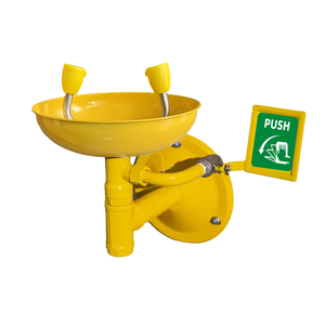 Estación de Lavado de Ojos Amarilla Resistente a la Corrosión para Fábrica Farmacéutica, Montada en la Pared - Product Image 2