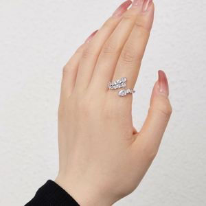 Dylam Minimalist Design S925 Silver Rhodium Plated Double Layer Snake <b>Row</b> 5A Zirconia Wedding Engagement Promise Bridal Ring - Product Image 6