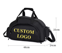 Logo personnalisé Multifonctionnel Imperméable Noir Nylon Polyester Sports Fitness Sac à dos Voyage Gym Sac polochon avec compartiment à chaussures