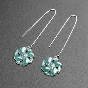 Pendientes de plata S925 con jadeíta natural auténtica y piedra preciosa verde claro - amuleto de la suerte. Joyería de alta gama para las orejas de mujer - Product Image 4