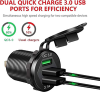 Prise USB double port Type C PD QC3.0 avec lumière LED pour voiture, camping-car, bateau, marine, camion, sortie 5V 36W, alimentation 12V/24V DC