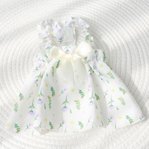 Dog Floral Print Dress Korean Style Cute Summer Pet <b>Clothes</b> for Bichon Frise Teddy Bear <b>Cats</b> - Product Image 3