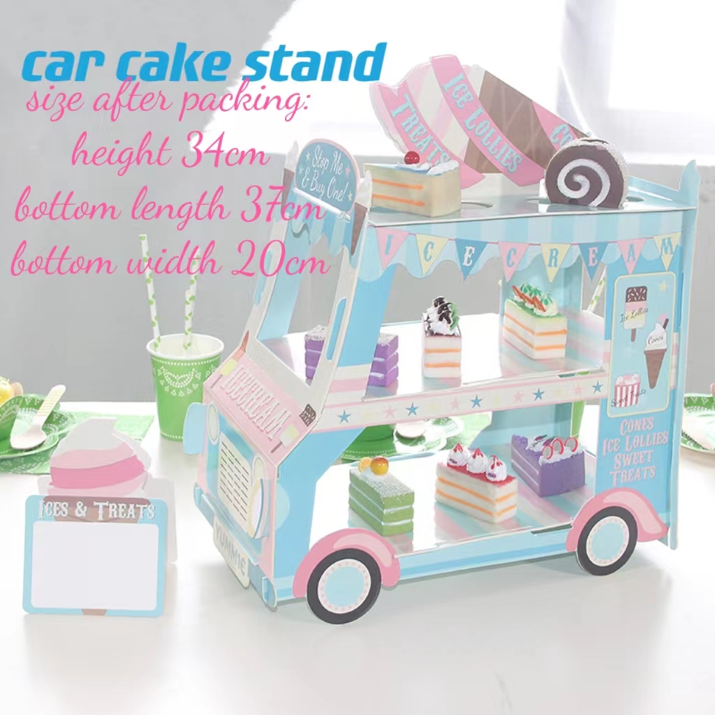Supporto per torta auto blu a tre strati in carta