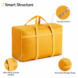 Sac de rangement respirant en non-tissé pour couettes, vêtements et couvertures, anti-poussière, avec poignées larges renforcées pour placard domestique - Product Image 3