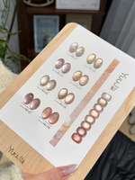 Eurocode 8-warna Nude Powder cat Eye Nail Polish Gel Porcelain White Glass Bead Gel Cat Eye Populer yang Menarik Perhatian
