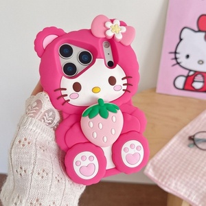เคสโทรศัพท์มือถือลายการ์ตูนสตรอว์เบอร์รี่โบว์น่ารัก 3 มิติ ซิลิโคน รุ่นใหม่ล่าสุด สำหรับ iPhone 12 pro max 13 14 15 16 17 - Product Image 5