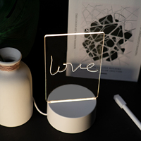 Tableau d'écriture de messages effaçable tableau de notes led mémo vierge avec calendrier USB acrylique veilleuse LED pour enfants