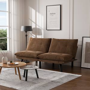 سرير قابل للتحويل 2 مقاعد منجد حديث مسند ذراع قابل للتعديل مسند ظهر مزدوج وحدات لتوفير المساحة - Product Image 1