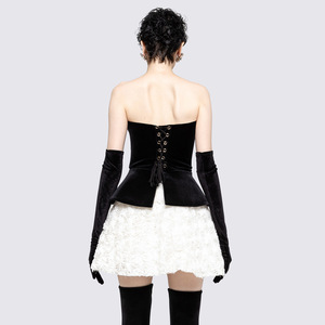 En stock |   Nuevo Conjunto de Tres Piezas de <span class=keywords><strong>Terciopelo</strong></span> Negro para <span class=keywords><strong>Mujer</strong></span>, Estilo Europeo Americano, Bordado Floral 3D, Elegante e Informal - Product Image 3