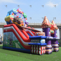 Structure gonflable combinée avec toboggan pour parc d'attractions, personnalisable, pour usage commercial et location