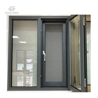 Ventanas de aluminio estándar australiano porte et fenetre ventana abatible de doble vitrage de aluminio con ventana de pantalla