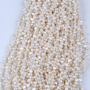 Cadena de Perlas Blancas de Agua Dulce Naturales Barrocas de 7-8 mm, 37 Agujeros, Doble Cara, para Manualidades, Venta al Por Mayor del Fabricante - Product Image 1