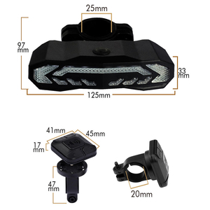 夜间骑行可调灵敏度防盗报警器遥控LED PC灯 IPX5防水后置自行车灯 USB可充电 - Product Image 5