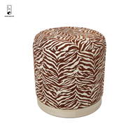 Pouf de rangement jacquard zèbre - Pouf rond imprimé animal - Tabouret cylindrique décoratif avec rangement dissimulé pour le côté du canapé