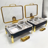Chauffe-Plat Électrique Noir 9L en Acier Inoxydable – Ensemble Chauffe-Plats Buffet Professionnel pour Hôtels et Mariages